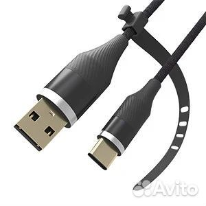 Кабель ritmix RCC-430QC Black Type-C, LED-подсветк