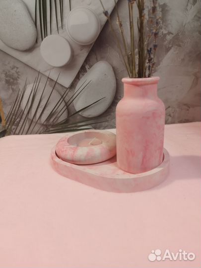 Набор для декора ваза, подставка и подсвечник