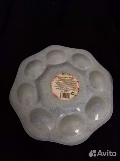 Тарелка для яиц, гжель, 21 см, стекло