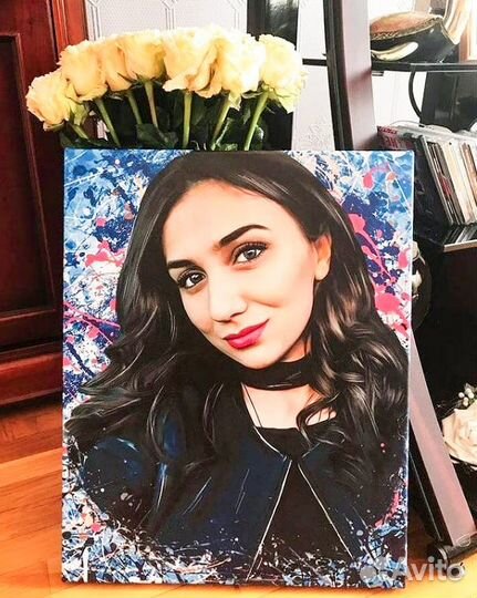 Портрет по фото на холсте