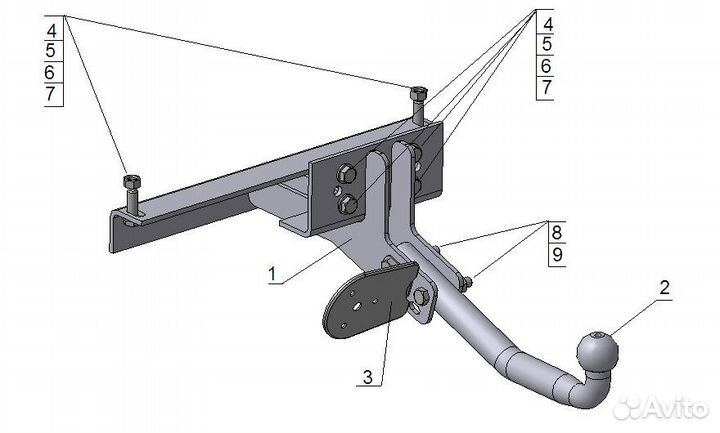 Фаркоп УАЗ Патриот с 2005г., съемный шар,1500 кг