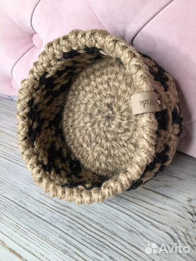 Корзинки из трикотажной пряжи и джута