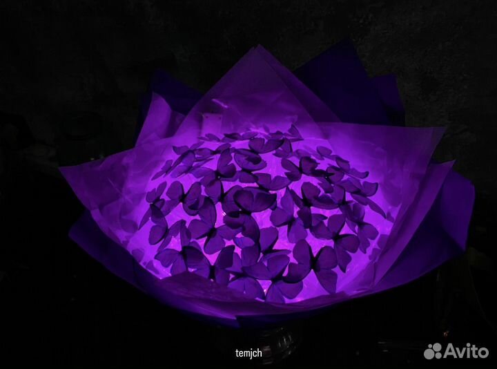 Розовый букет из бабочек 37 шт