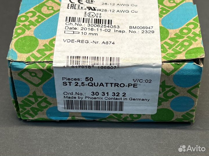 Phoenix contact 3031322 Клемма, новая, 150 шт