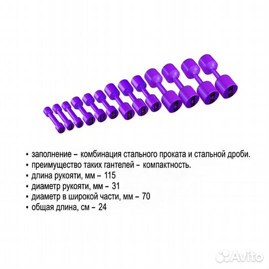 Гантеля утяжелитель 1,5к литая разминочная пластик