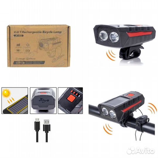 Фонарь велосипедный BZ-935 солнечная батарея сигна