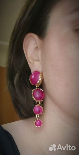 Серьги zara style fuchsia