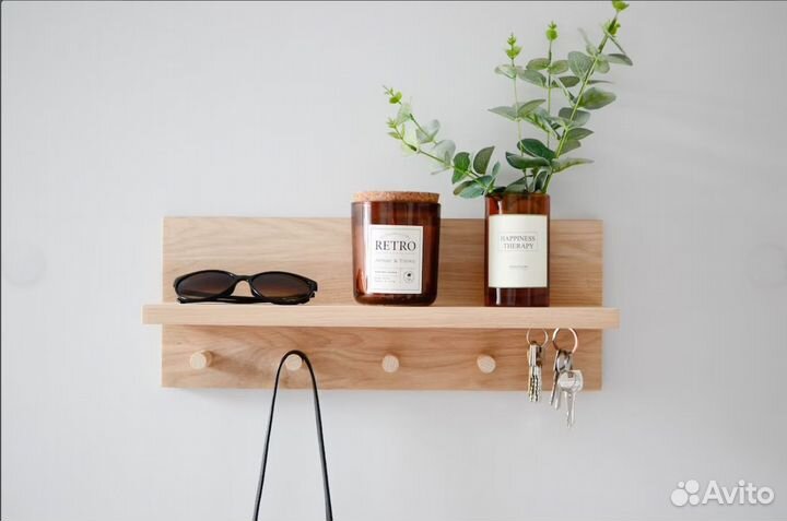 Полка для прихожей из массива