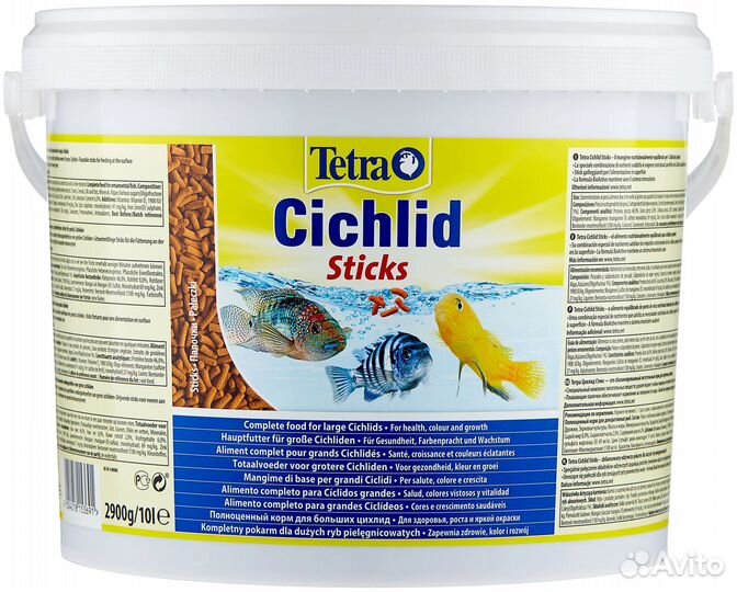 Сухой корм для рыб Tetra Cichlid Sticks, 10 л