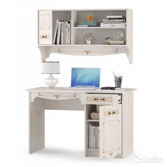 Письменный стол с полкой Флоренция, цвет ясень анк