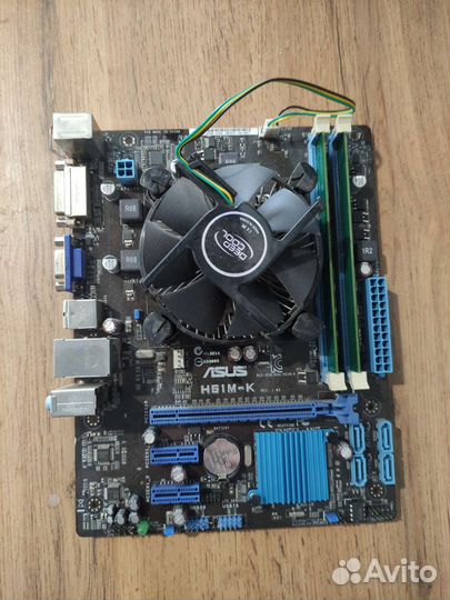 Материнская плата Asus H61M-K + процессор + память