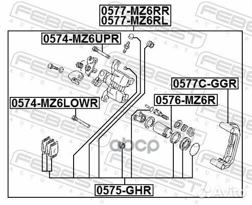 Суппорт тормозной задний правый 0577MZ6RR Febest