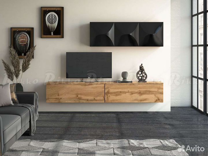 Тумба под тв + навесные шкафы. Новая