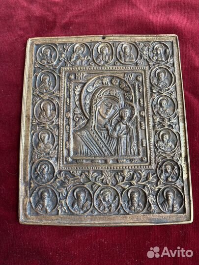 Икона богородица казанская бронза