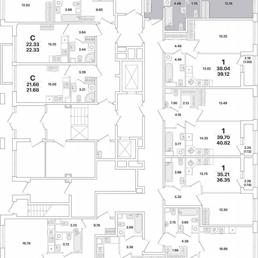 2-к. квартира, 54,3 м², 1/12 эт.