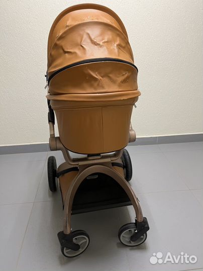 Коляска Hot mom 2 в 1 (экокожа, коричневый)