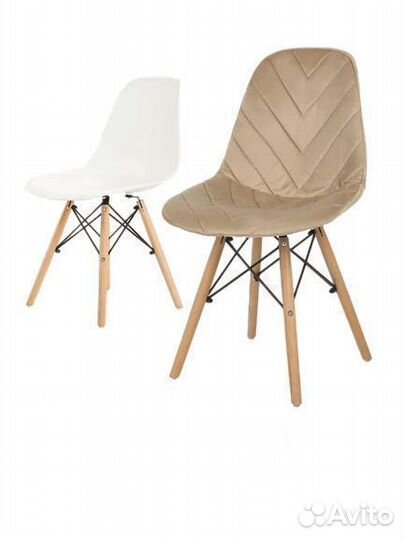 Набор стул белый eames и чехол бежевый, 1 шт