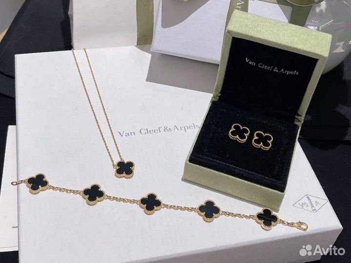 Серьги van cleef цепочка ван клиф браслет