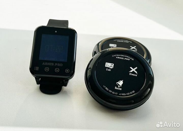 Беспроводная кнопка вызова официанта и часы