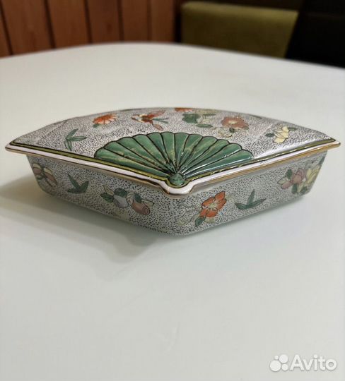 Старинная веерная шкатулка Старый Китай фарфор