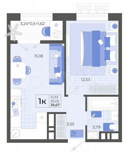 1-к. квартира, 36,7 м², 11/12 эт.