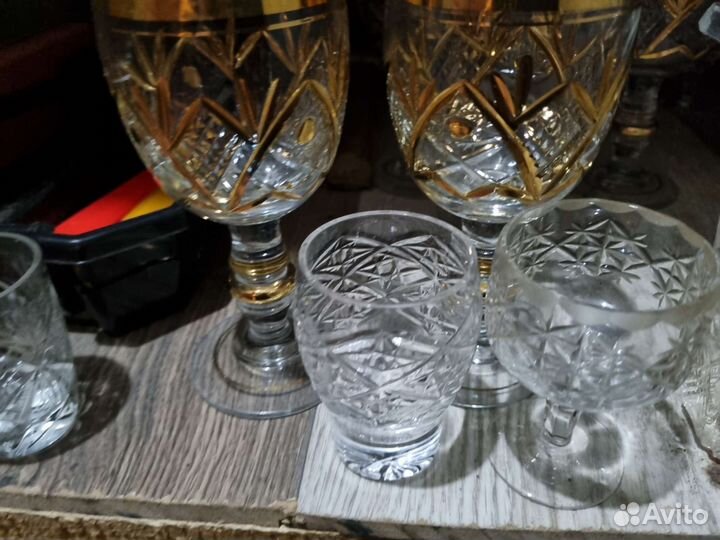 Хрустальные стаканы,бокалы,сахарница