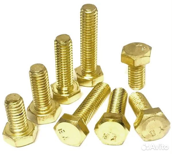 Болт шестигранный М8х40 DIN 933, латунь, 100 шт