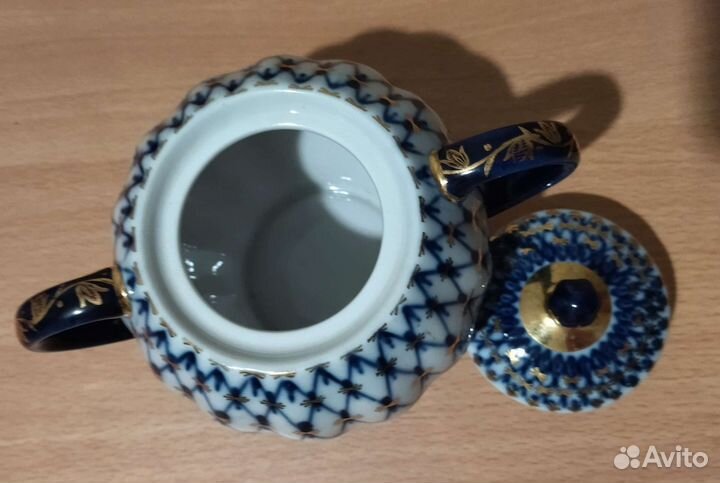 Сахарница ифз кобальтовая сетка с позолотой