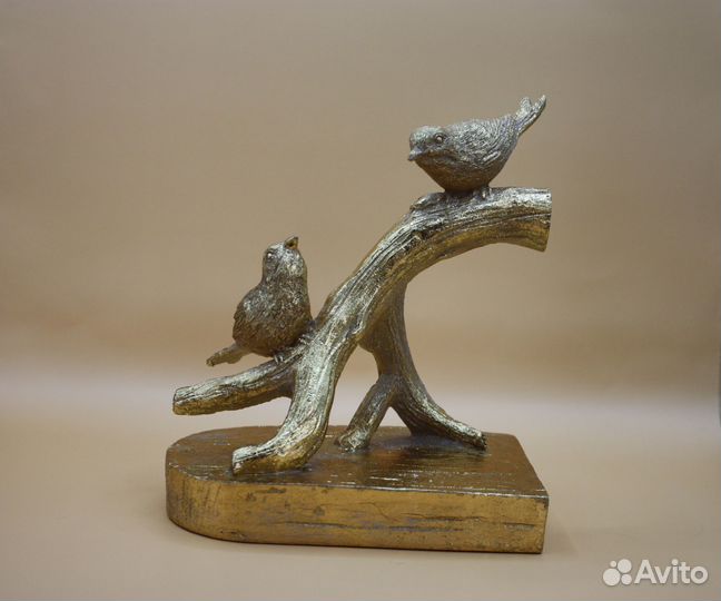 Винтажная статуэтка. «Птицы на ветке». Бронзовый
