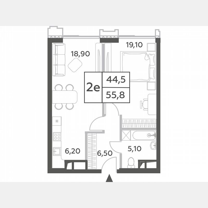 1-к. квартира, 54,2 м², 46/52 эт.