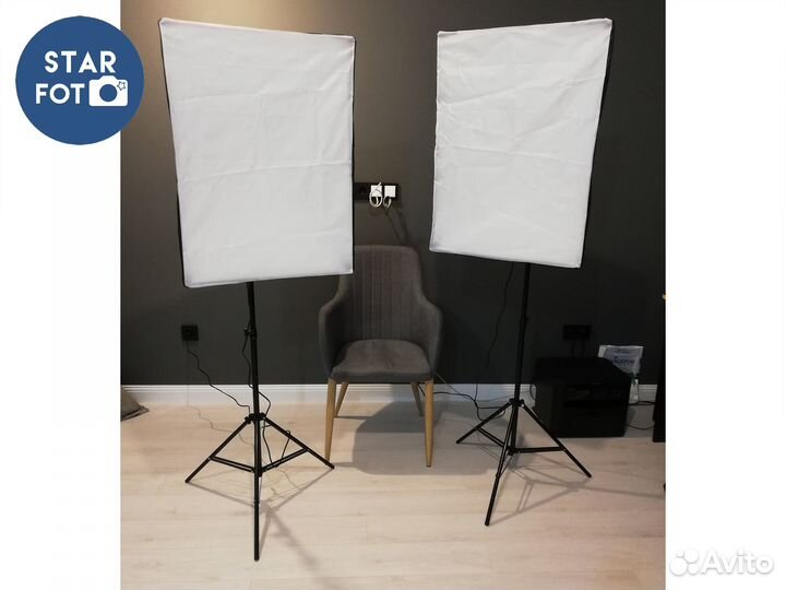 Комплект студийного света Софт бокс 2шт 8ламп 200W