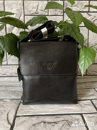 Мужская кожаная сумка Armani кожа Lux