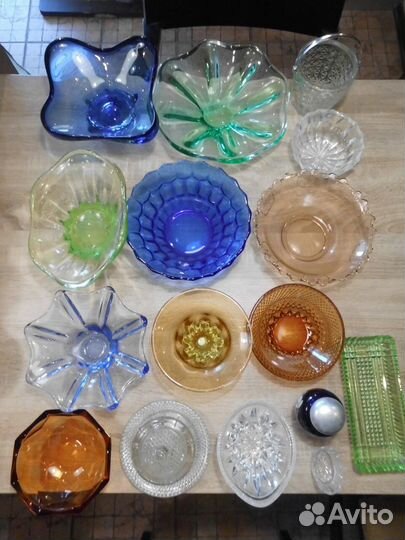 Посуда СССР, цветное стекло, хрусталь, винтаж