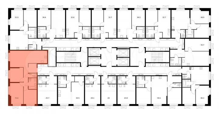 3-к. квартира, 72,6 м², 27/33 эт.