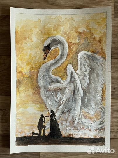 Картина Лебедь (акварель)