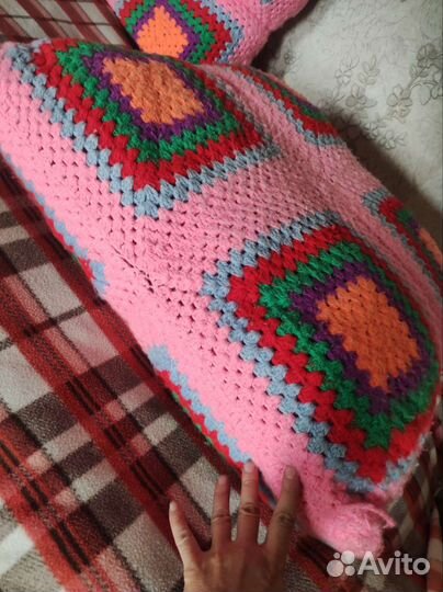 Подушка вязаная декоративная интерьерная