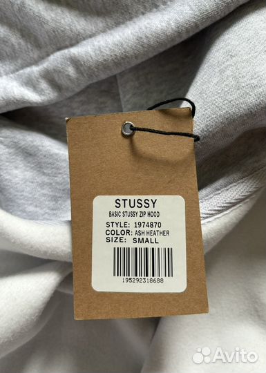 Зип-Худи Stussy Basic Logo ASH heather