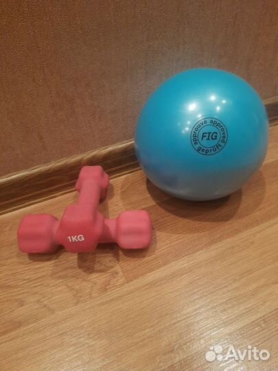 Мяч гимнастический, гантели