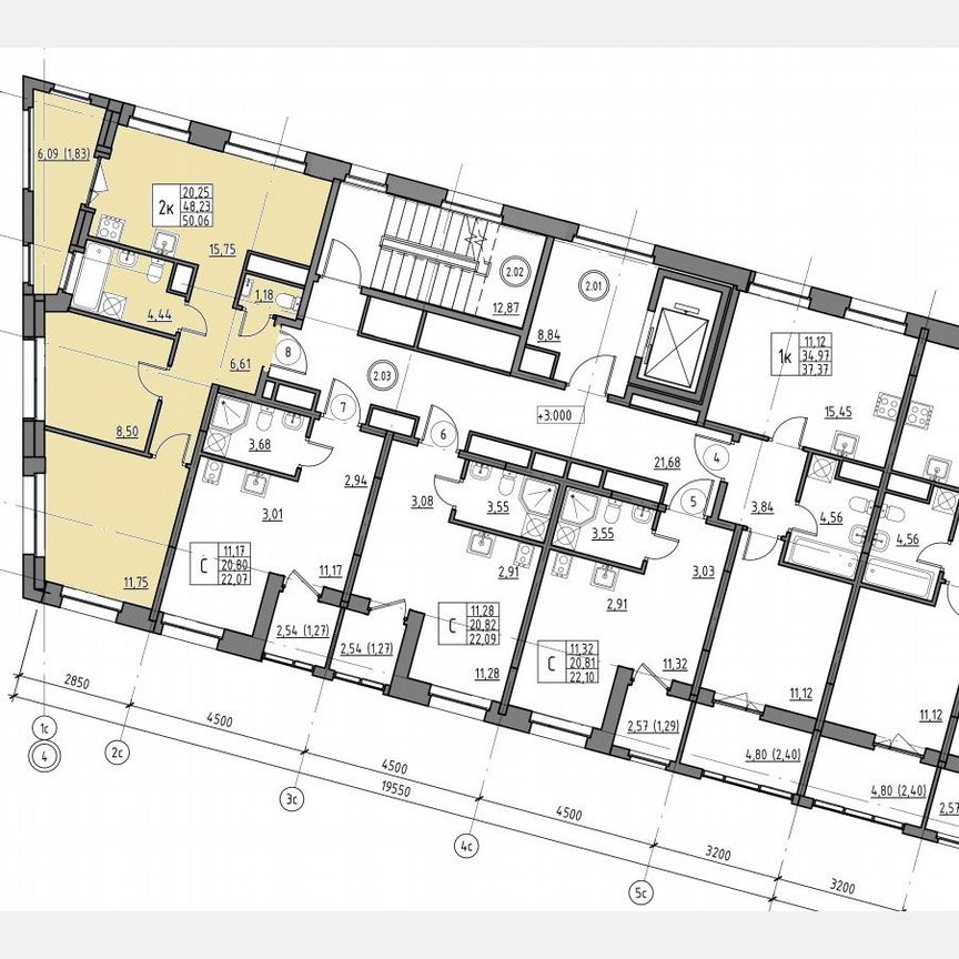 2-к. квартира, 50,1 м², 2/12 эт.