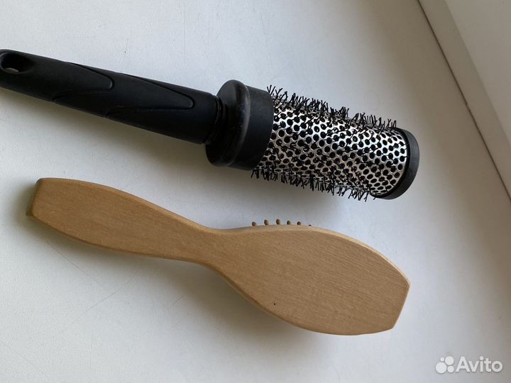 Расческа брашинг, круглая, деревянная