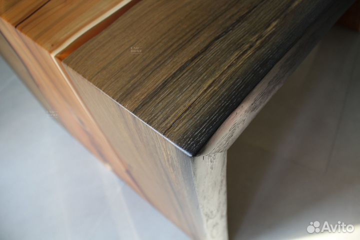 Морёный дуб журнальный стол с эпоксидкой