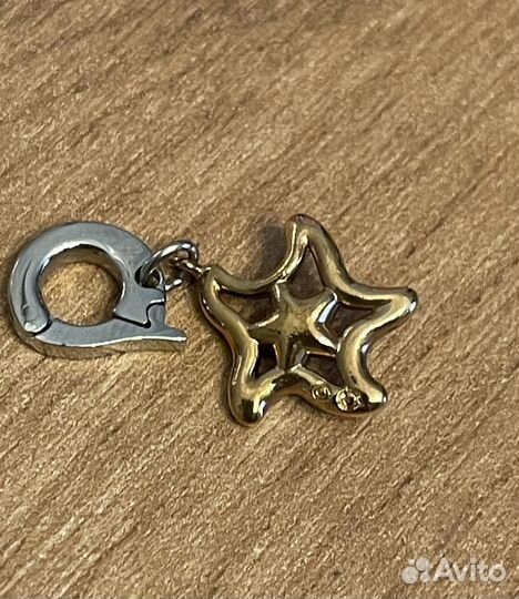 Подвеска звезда с синим камнем Swarovski