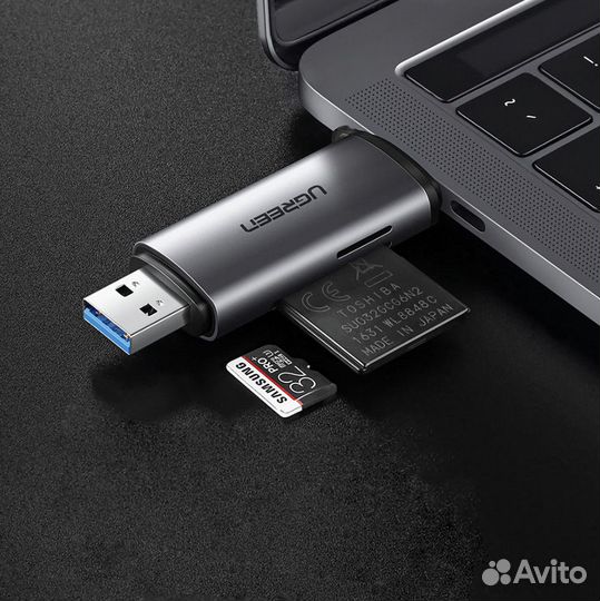 Картридер USB+Type-C для MicroSD и SD карт Ugreen