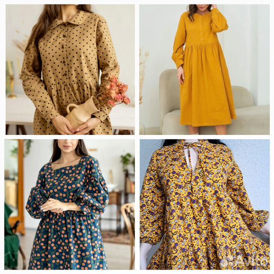 Платье теплый хлопок/фланель винтаж