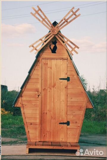 Дачный туалет деревянный прямоугольник мгд 714