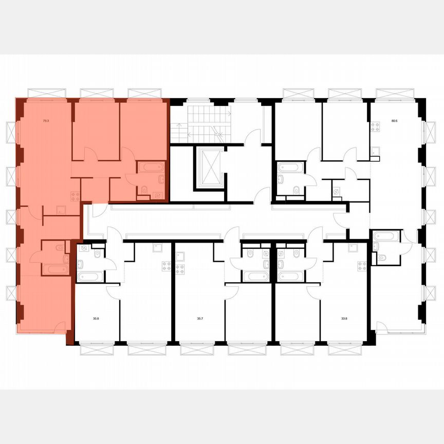 3-к. квартира, 79,3 м², 5/9 эт.