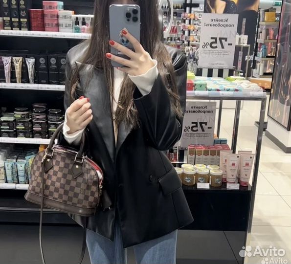 Кожаный пиджак женский zara XS