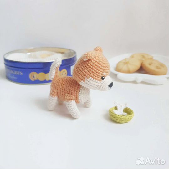 Вязаный щенок Сиба