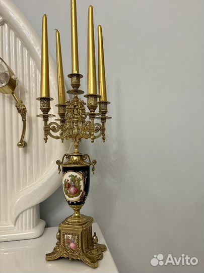 Подсвечники/канделябры бронза/фарфор Италия