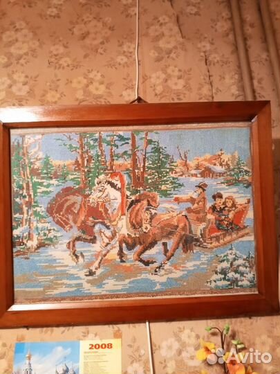 Картина вышивка крестом в деревянной раме под ст